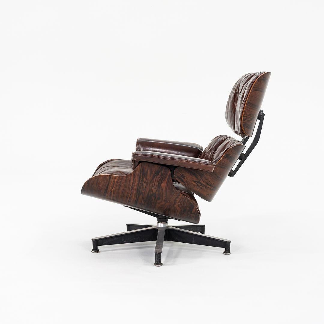 Aluminum 1956 Herman Miller Eames Lounge Chair & Ottoman in Leather & Brazilian Rosewood For Sale