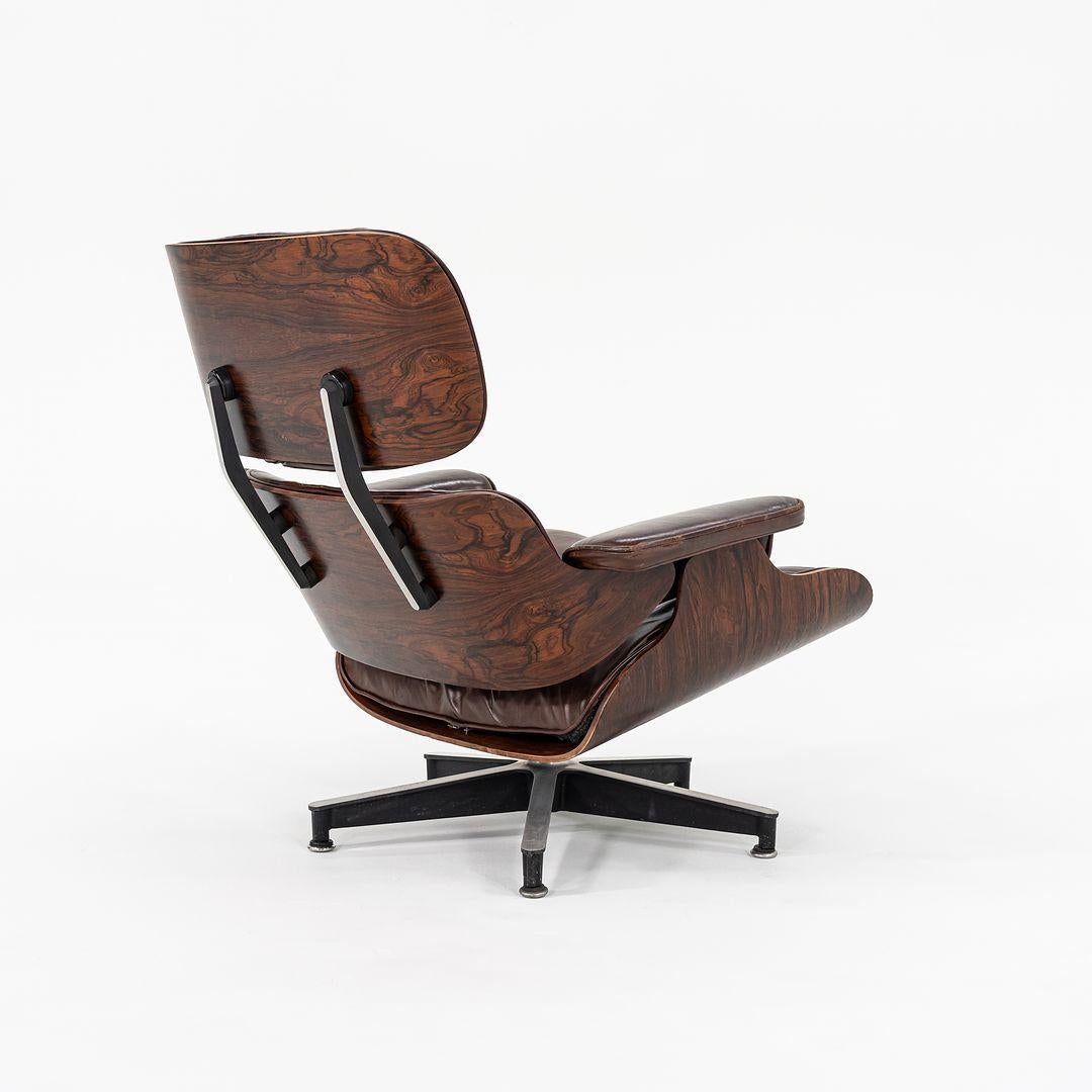 1956 Herman Miller Eames Lounge Chair & Ottoman in Leather & Brazilian Rosewood For Sale 1