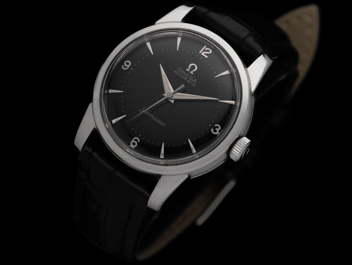 1956 Omega Seamaster Mens Vintage Automatic Mid-Century Watch - Acier inoxydable en vente 1