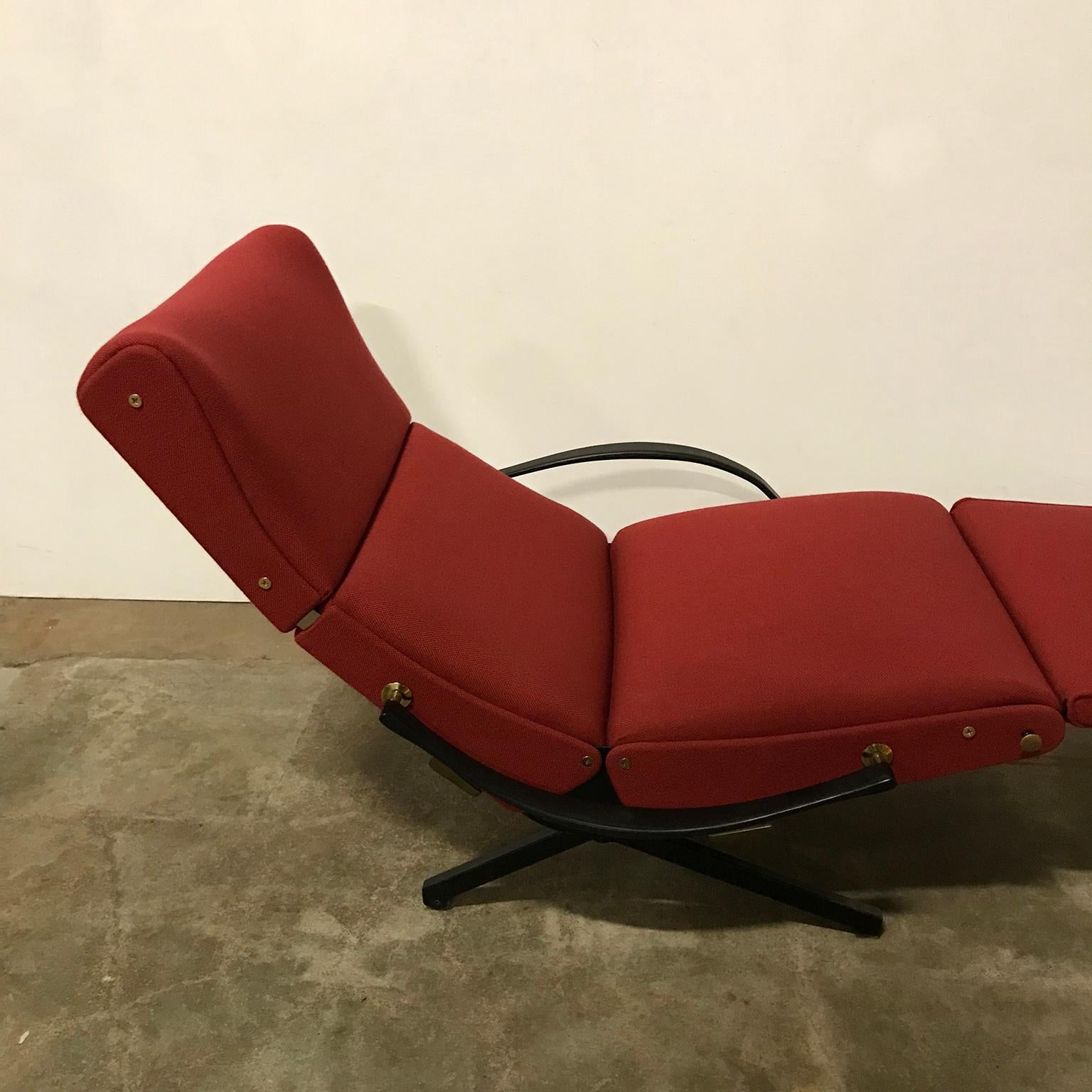 1956, Osvaldo Borsani, P40 Adjustable Lounge Chair in Terra Red Fabric For Sale 7