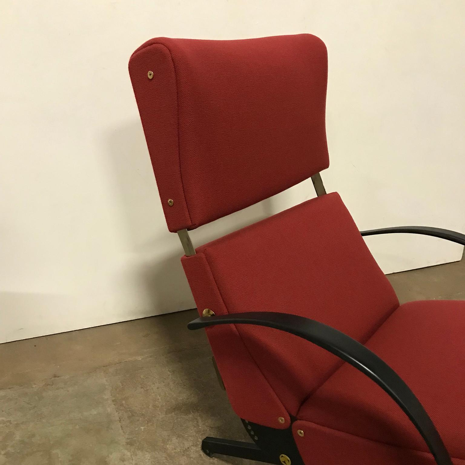 1956, Osvaldo Borsani, P40 Adjustable Lounge Chair in Terra Red Fabric For Sale 8