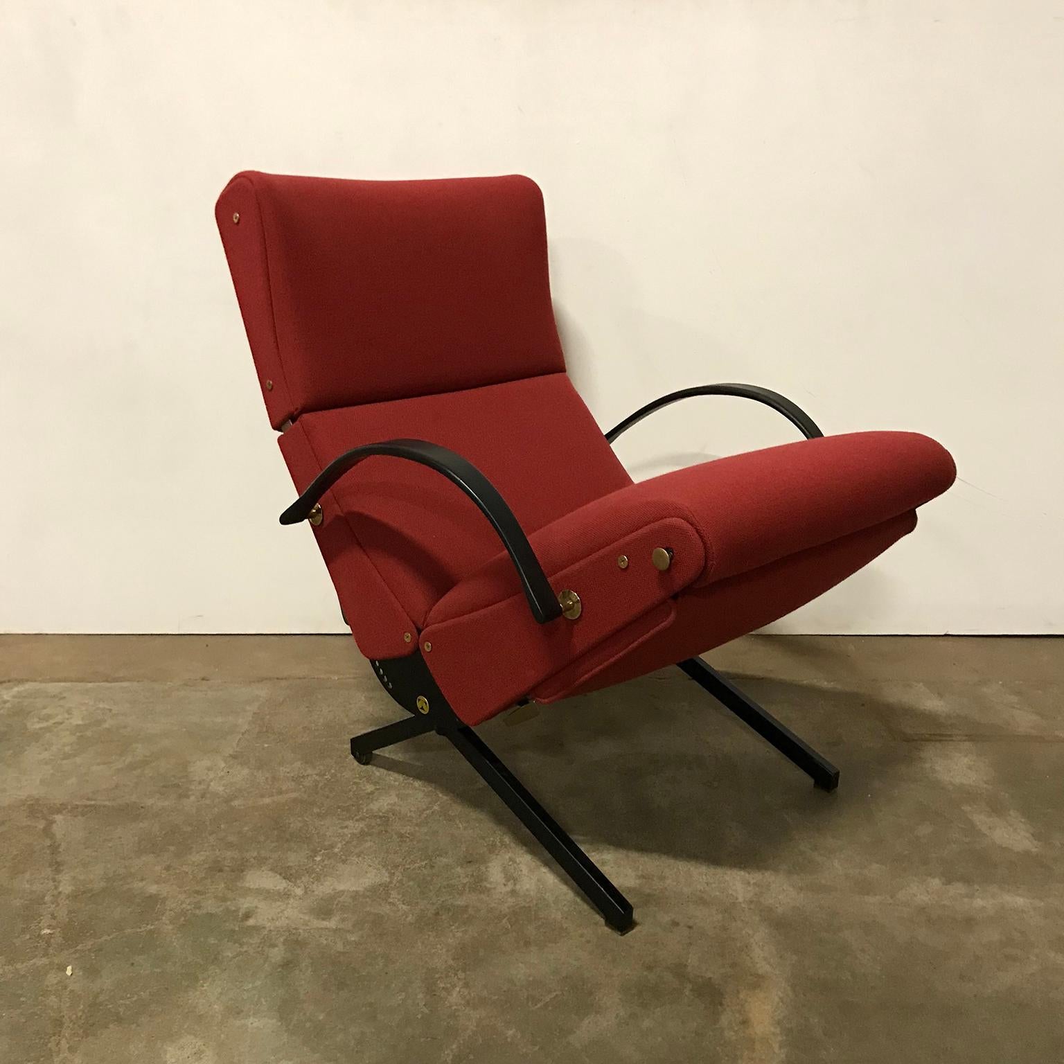 Mid-Century Modern 1956, Osvaldo Borsani, P40 Adjustable Lounge Chair in Terra Red Fabric For Sale
