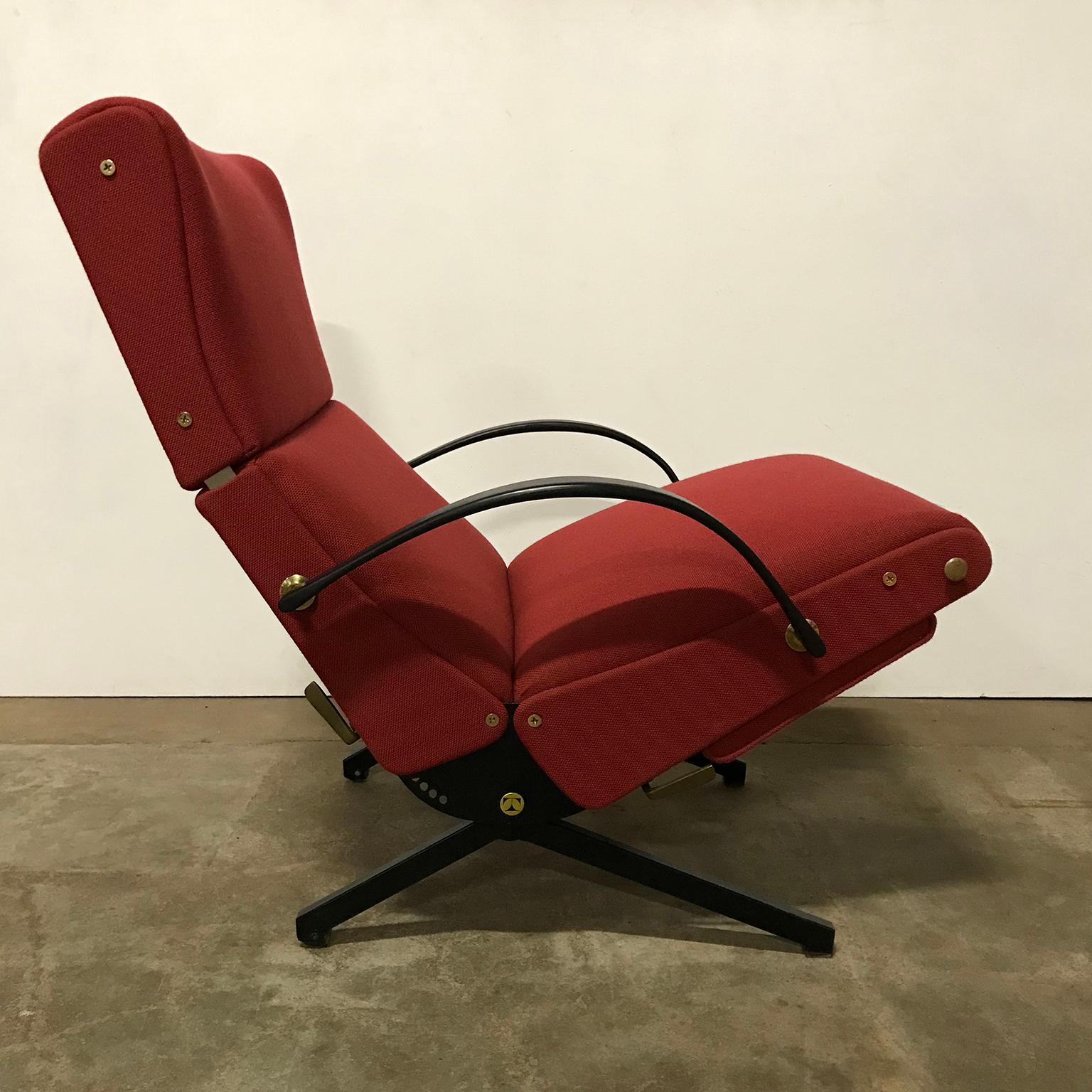 Italian 1956, Osvaldo Borsani, P40 Adjustable Lounge Chair in Terra Red Fabric For Sale