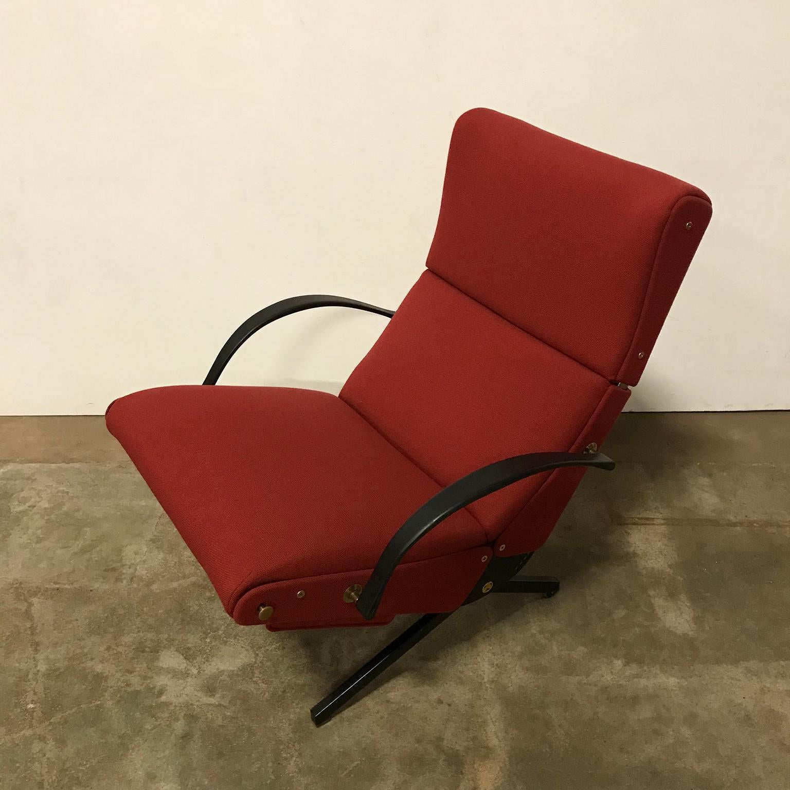 1956, Osvaldo Borsani, P40, Verstellbarer Loungesessel aus Terrarotem Stoff im Angebot 2