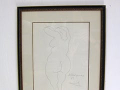 1956 Pablo Picasso "Nu De Dos" Original Etching in Wood Frame