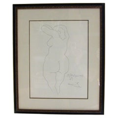 1956 Pablo Picasso "Nu De Dos" Original Etching in Wood Frame