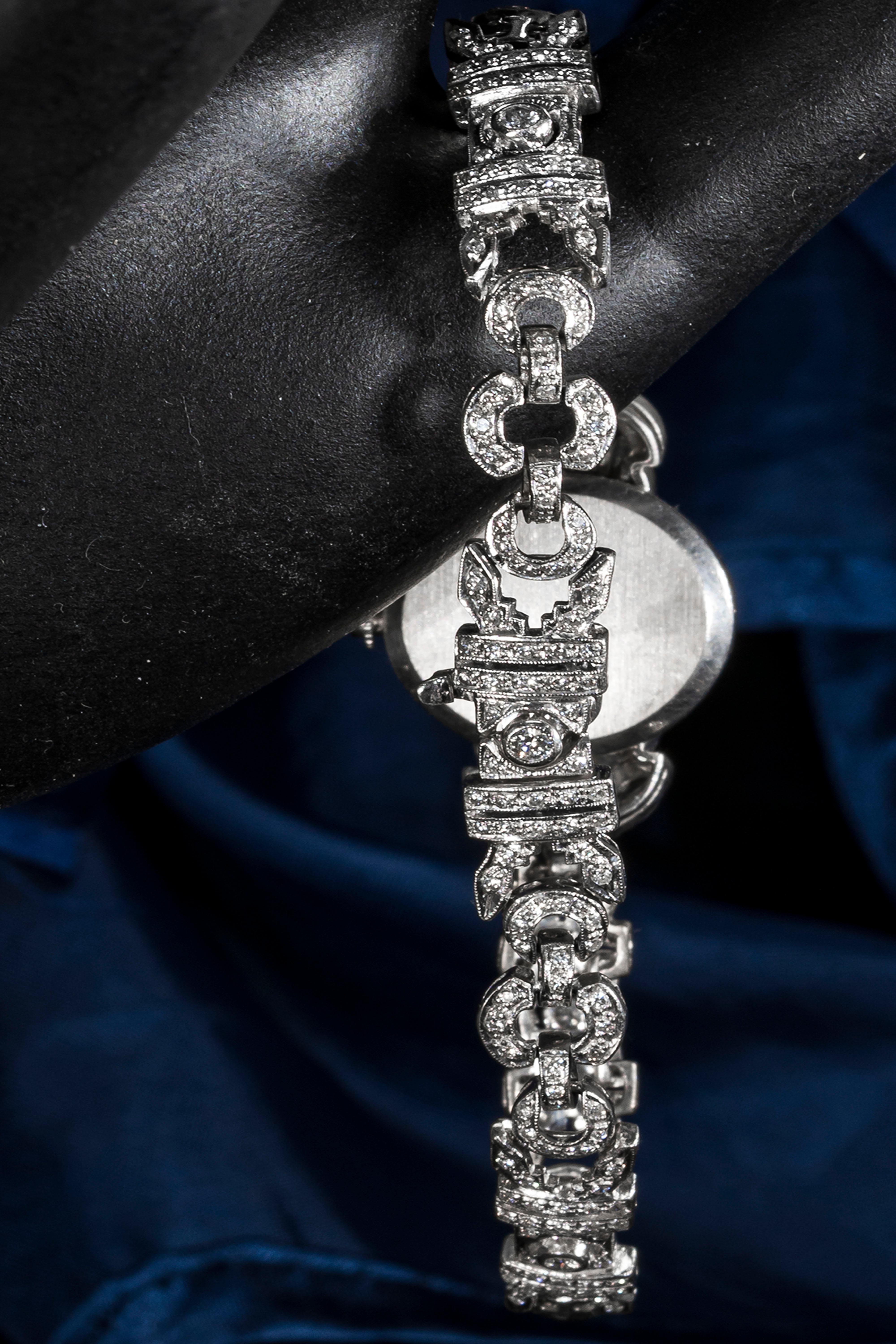 1956 Patek Philippe Platin-Diamant-Armband im ägyptischen Revival-Stil 1