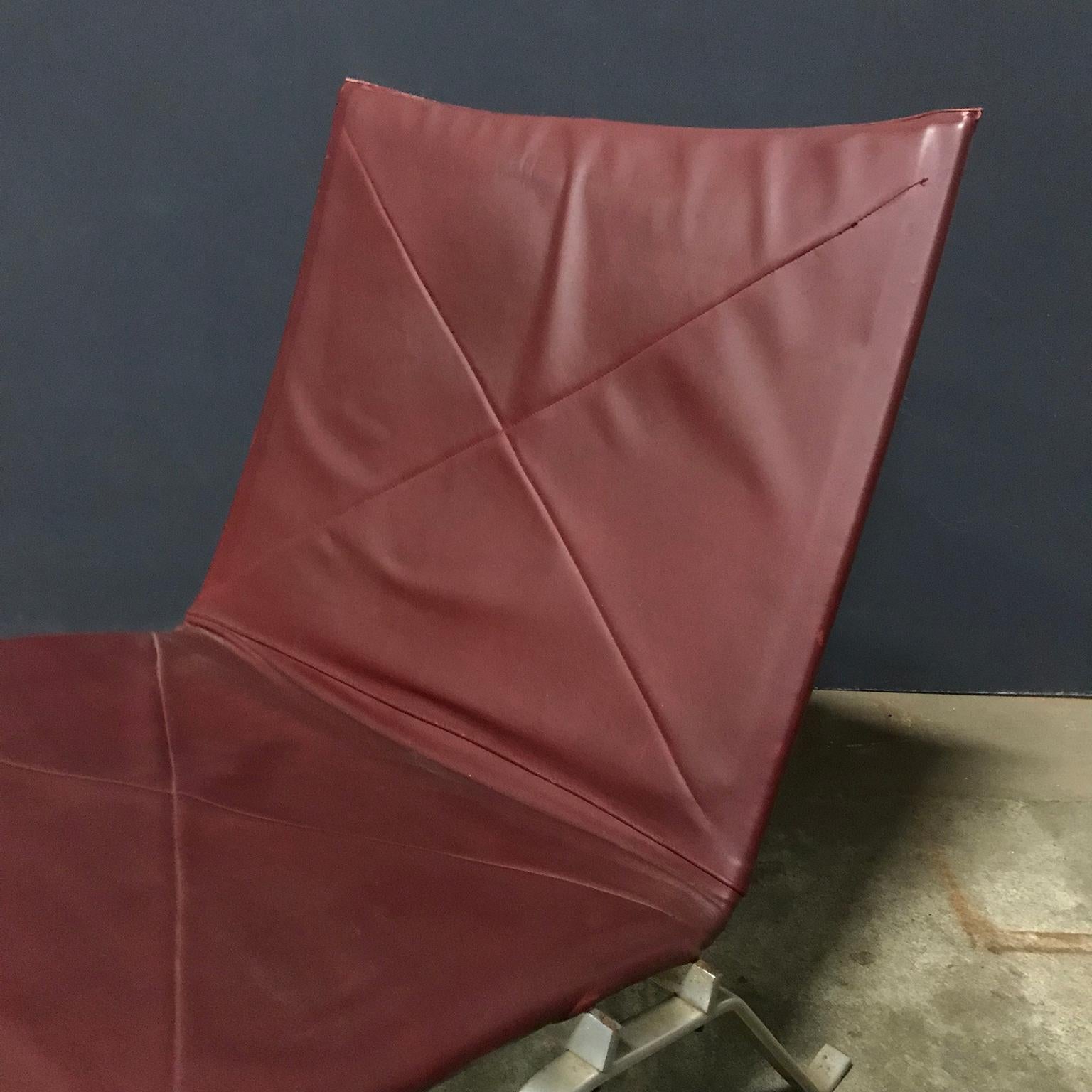 1956, Poul Kjaerholm per E. Kold Christensen, Sedia da salotto PK22 in pelle rossa in vendita 4