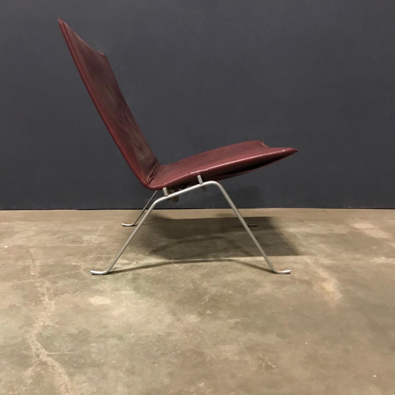 Mid-Century Modern 1956, Poul Kjaerholm for E. Kold Christensen, PK22 Lounge Chair in Red Leather For Sale