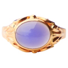 1956 Ring natural 3ct Blue Chalcedony solid 18K Gold Ø 5.75 US / 2.8 gr
