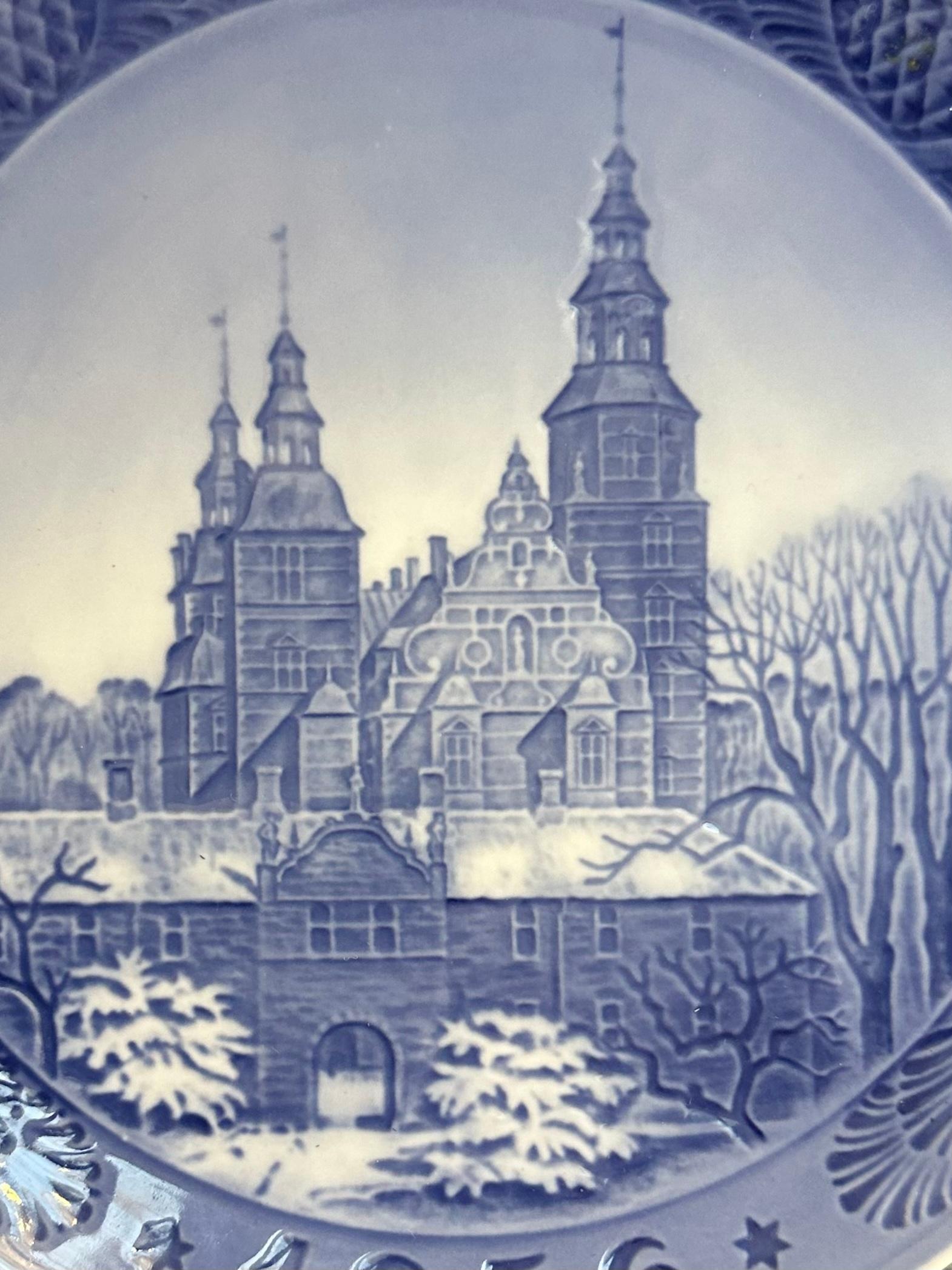 Porcelain 1956 Royal Copenhagen Christmas Plate - Rosenborg Castle Designed by Kai Lange. For Sale
