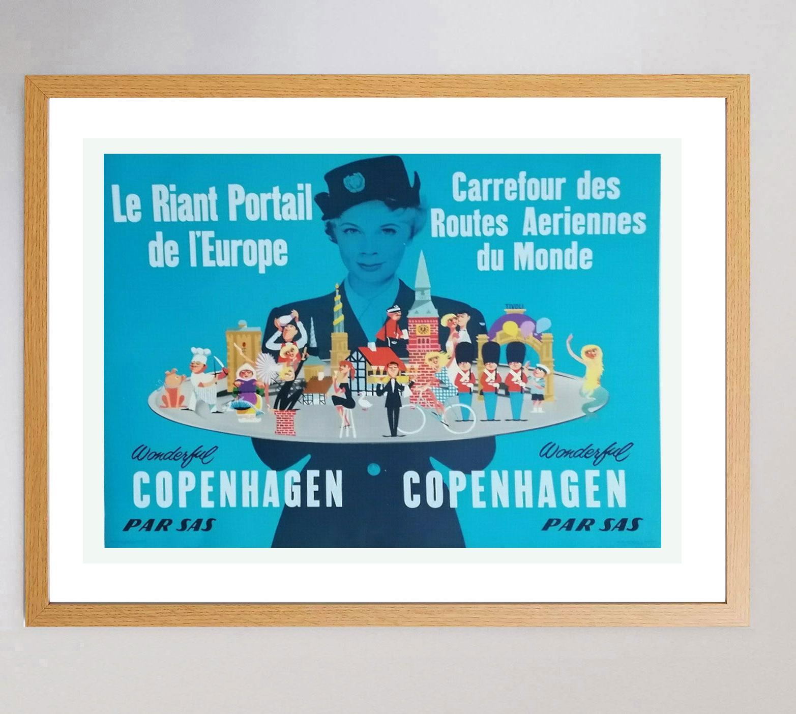 Danish 1956 SAS - Wonderful Copenhagen Original Vintage Poster For Sale
