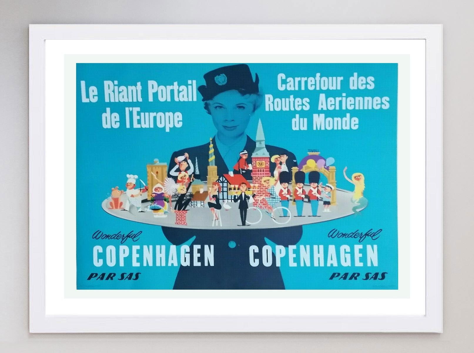 1956 SAS - Wonderful Copenhagen Original Vintage Poster In Good Condition For Sale In Winchester, GB