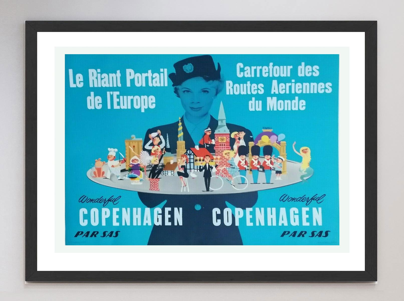Mid-20th Century 1956 SAS - Wonderful Copenhagen Original Vintage Poster For Sale