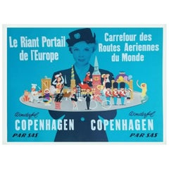Affiche vintage originale de 1956 SAS - Wonderful Copenhagen