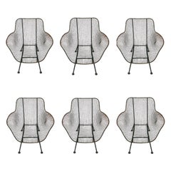 1956 Set of 6 Original Woodard 'Sculptura' Iron Mesh Chairs 