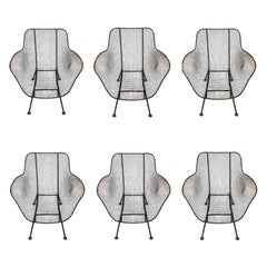 1956 Set of 6 Original Woodard 'Sculptura' Iron Mesh Chairs