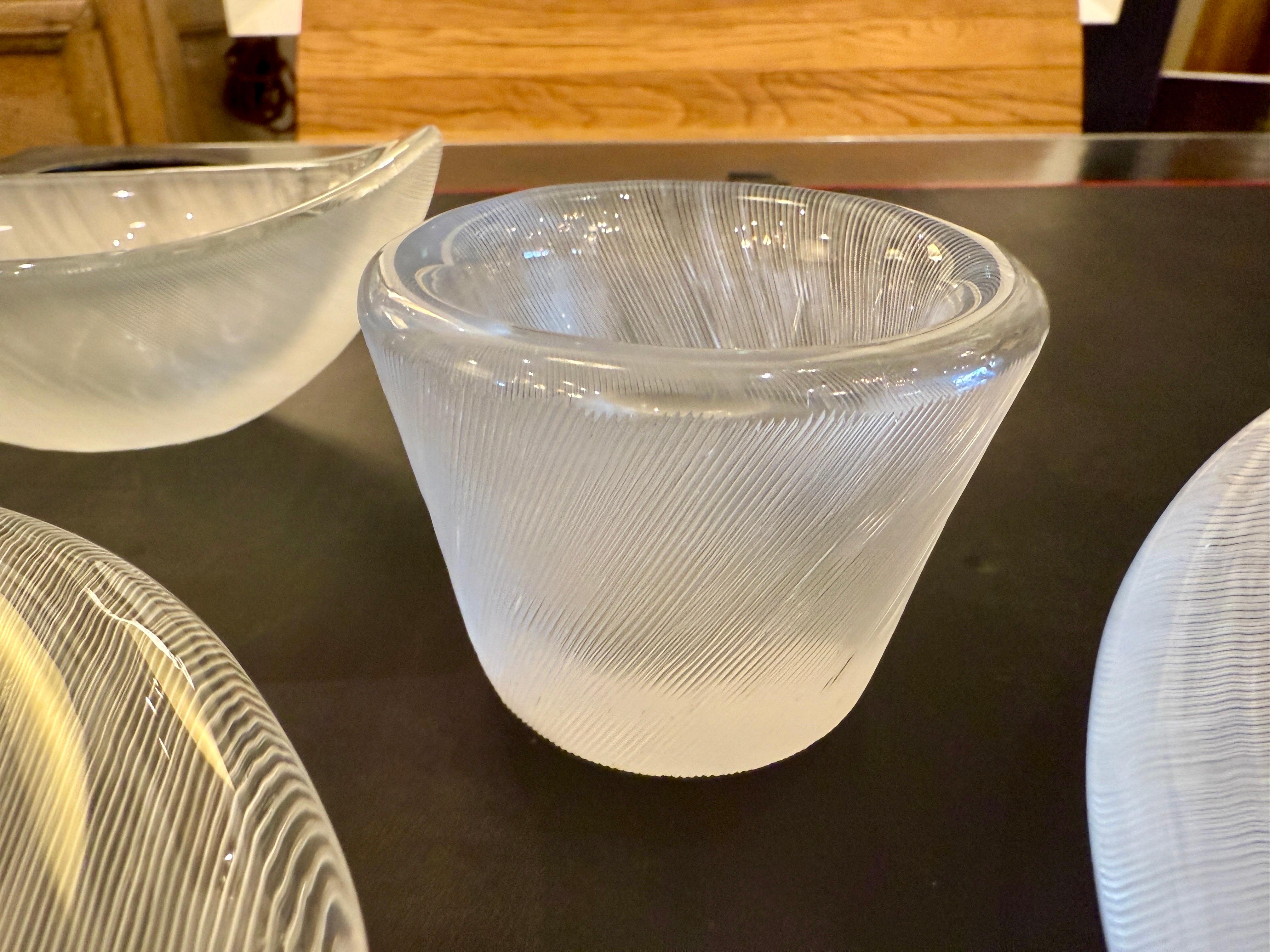 1956 SIGNED Tapio Wirkkala Combed Crystal Art Objects by Littala (4 Pieces) For Sale 5