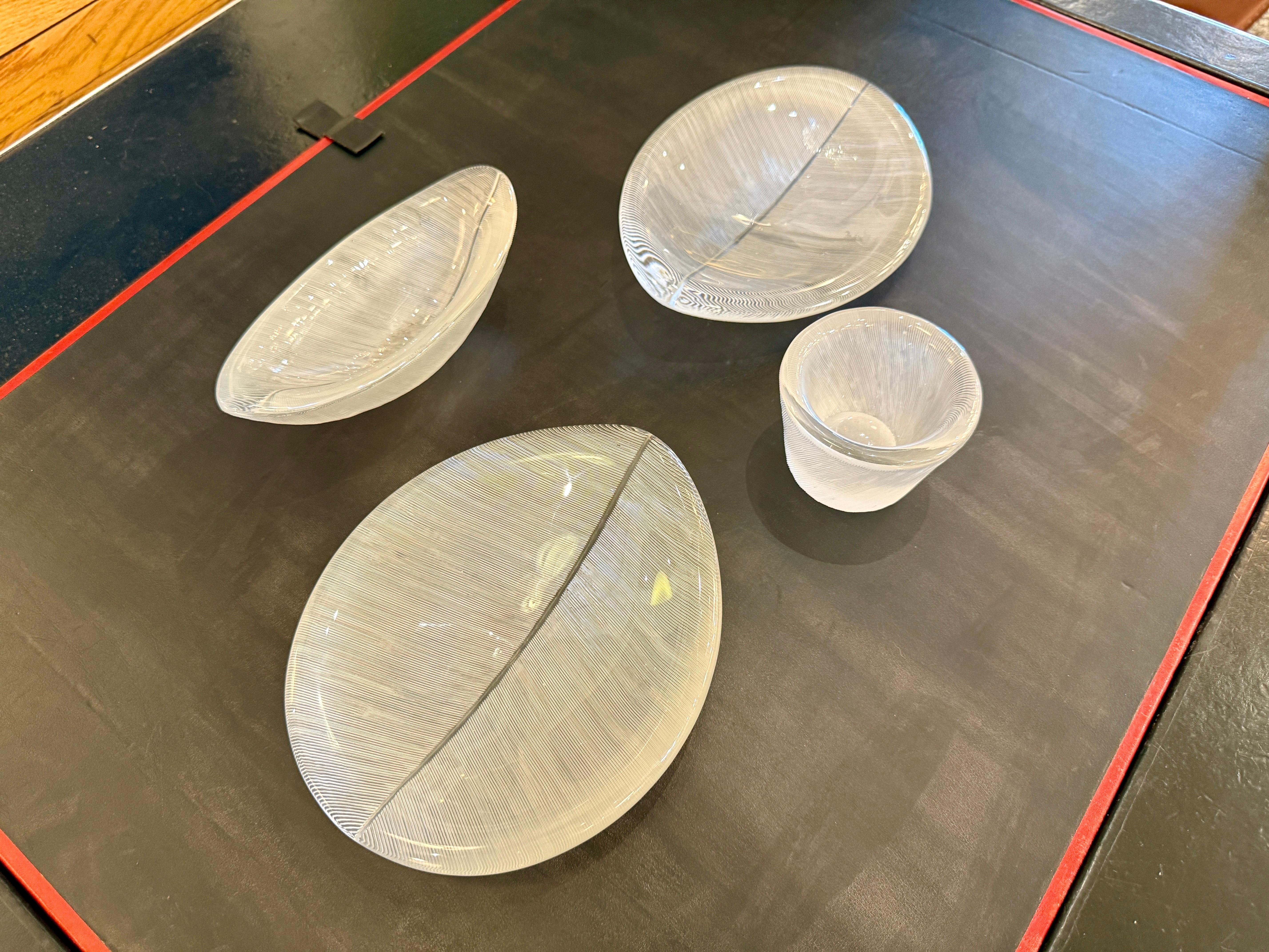1956 SIGNED Tapio Wirkkala Combed Crystal Art Objects by Littala (4 Pieces) In Good Condition For Sale In North Miami, FL