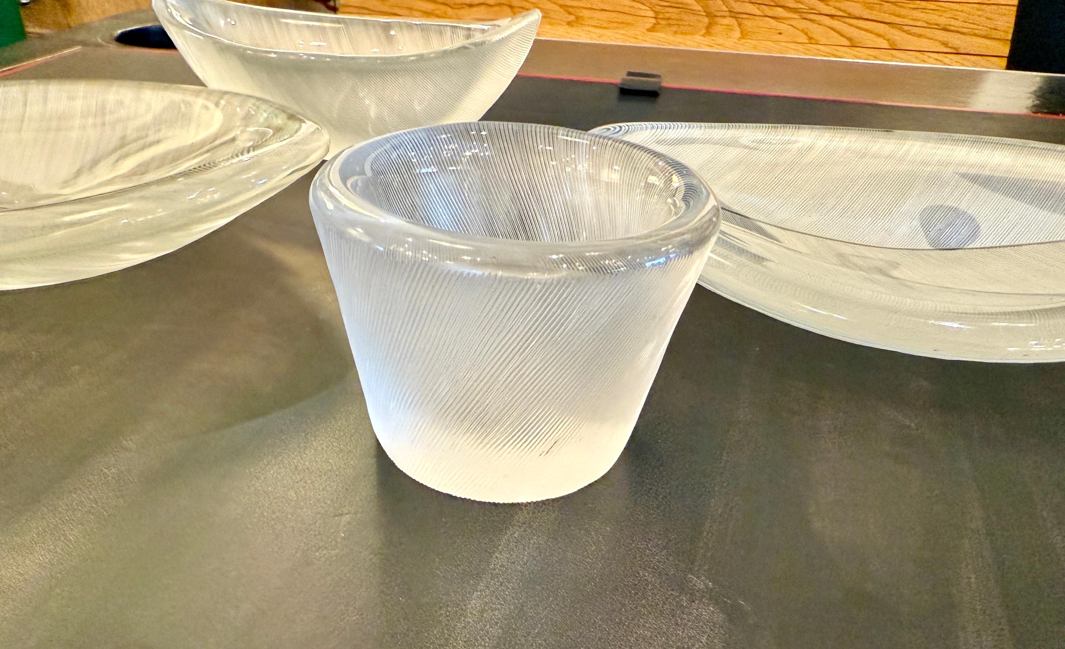 Mid-20th Century 1956 SIGNED Tapio Wirkkala Combed Crystal Art Objects by Littala (4 Pieces) For Sale