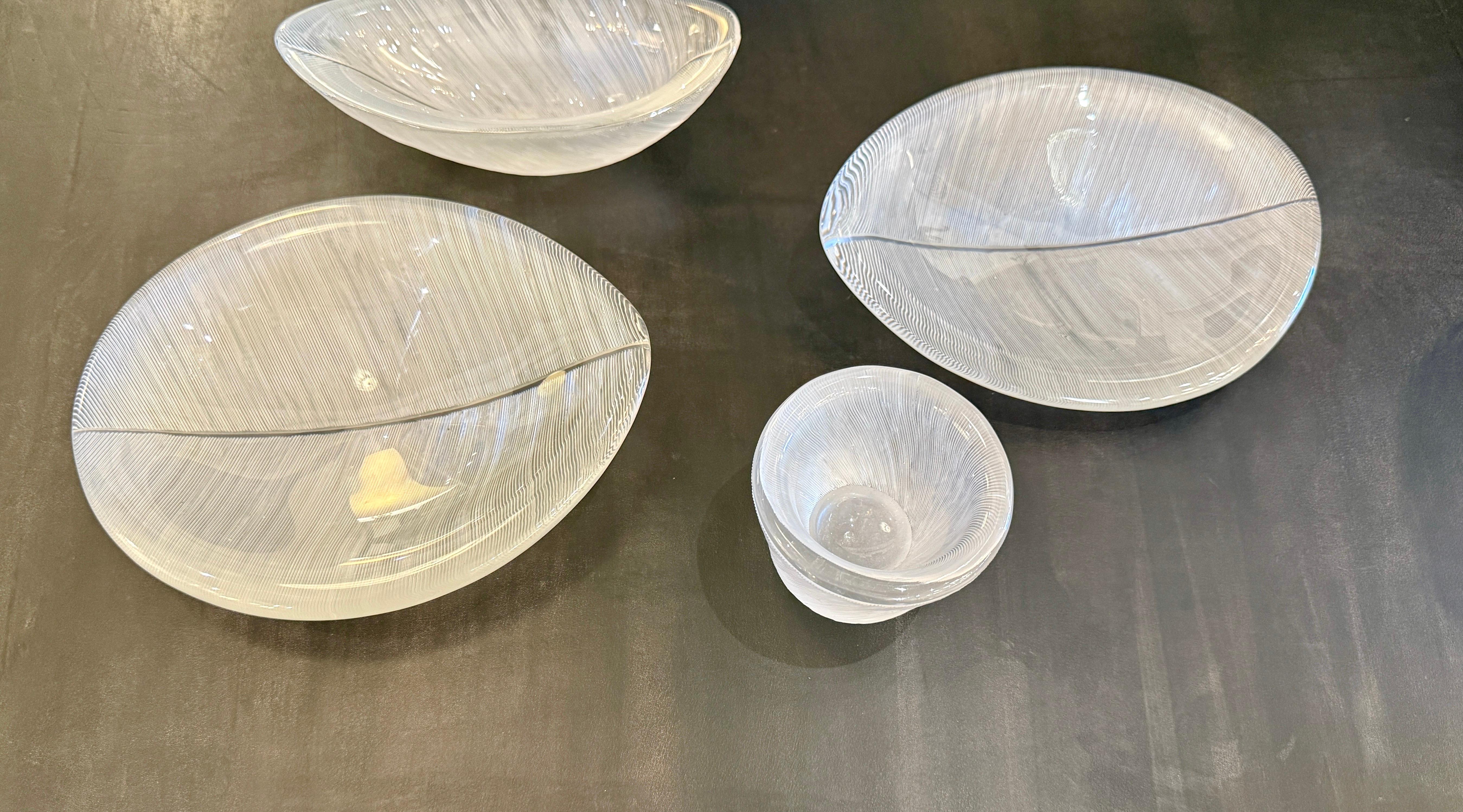 Art Glass 1956 SIGNED Tapio Wirkkala Combed Crystal Art Objects by Littala (4 Pieces) For Sale