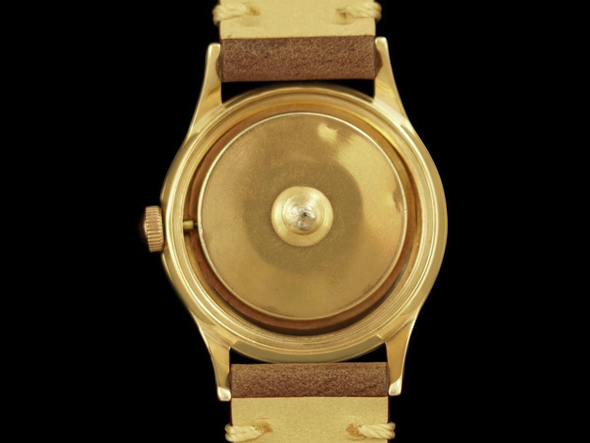 1956 Tudor (Rolex) Aqua Vintage Mens Screw Back Handwound Watch - 9K Rose Gold For Sale 4