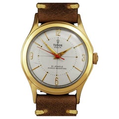 1956 Tudor (Rolex) Aqua Vintage Mens Screw Back Handwound Watch - 9K Rose Gold