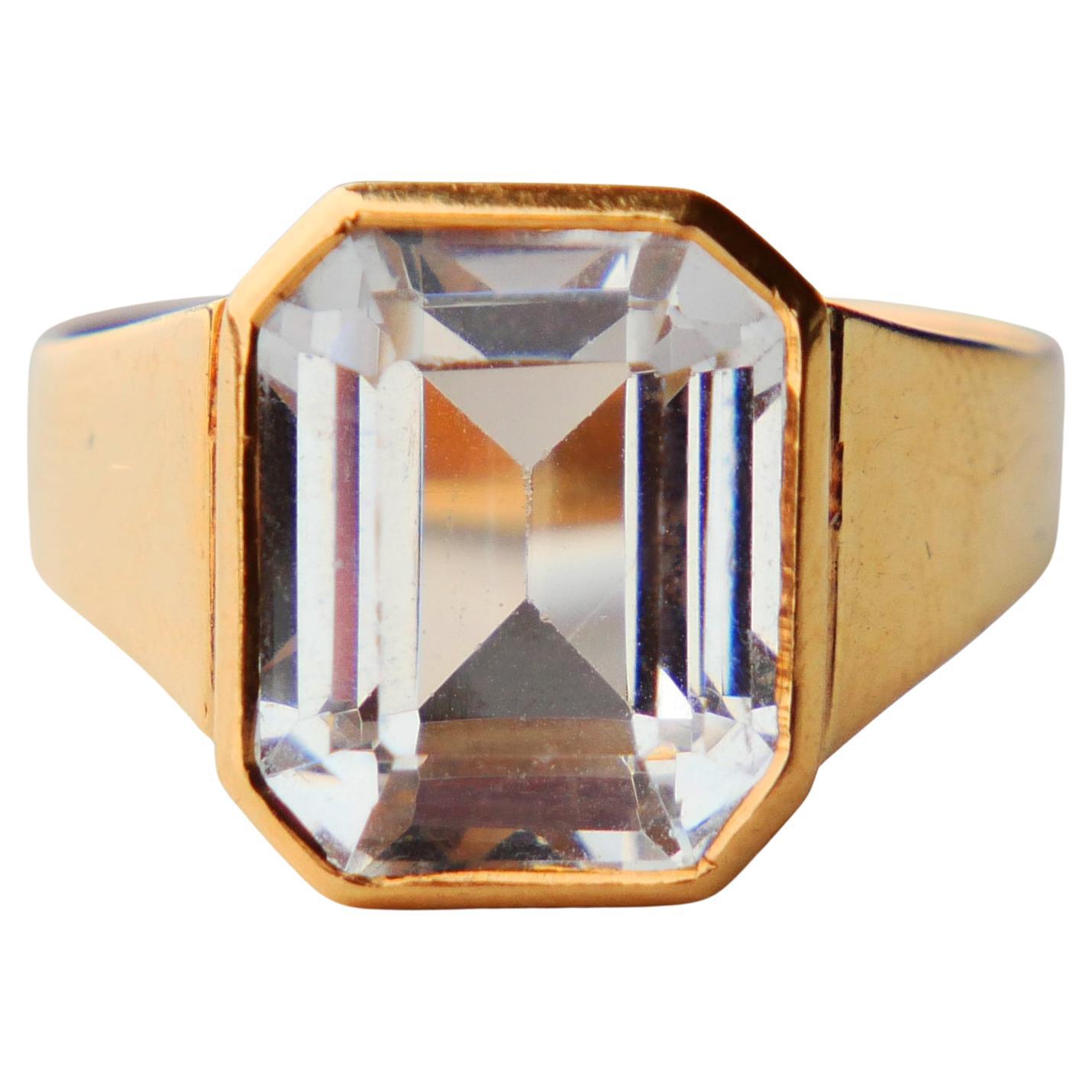 1956 Anillo Unisex 7ct Espinela Blanca maciza Oro 18K Ø6.75 US/ 6gr