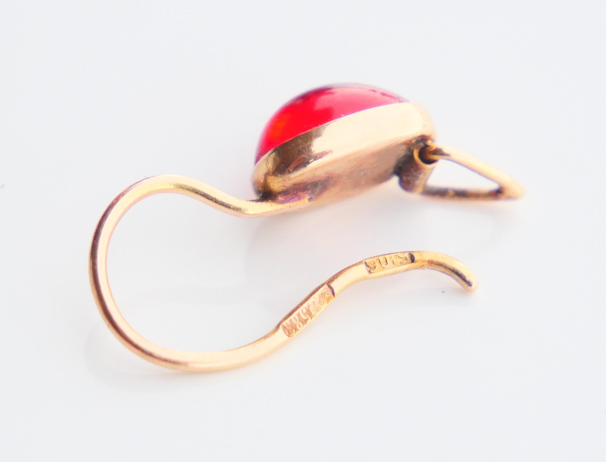 1956 USSR Soviet Baku Earrings solid 14K 583 Yellow Gold / 1.35 gr For Sale 6