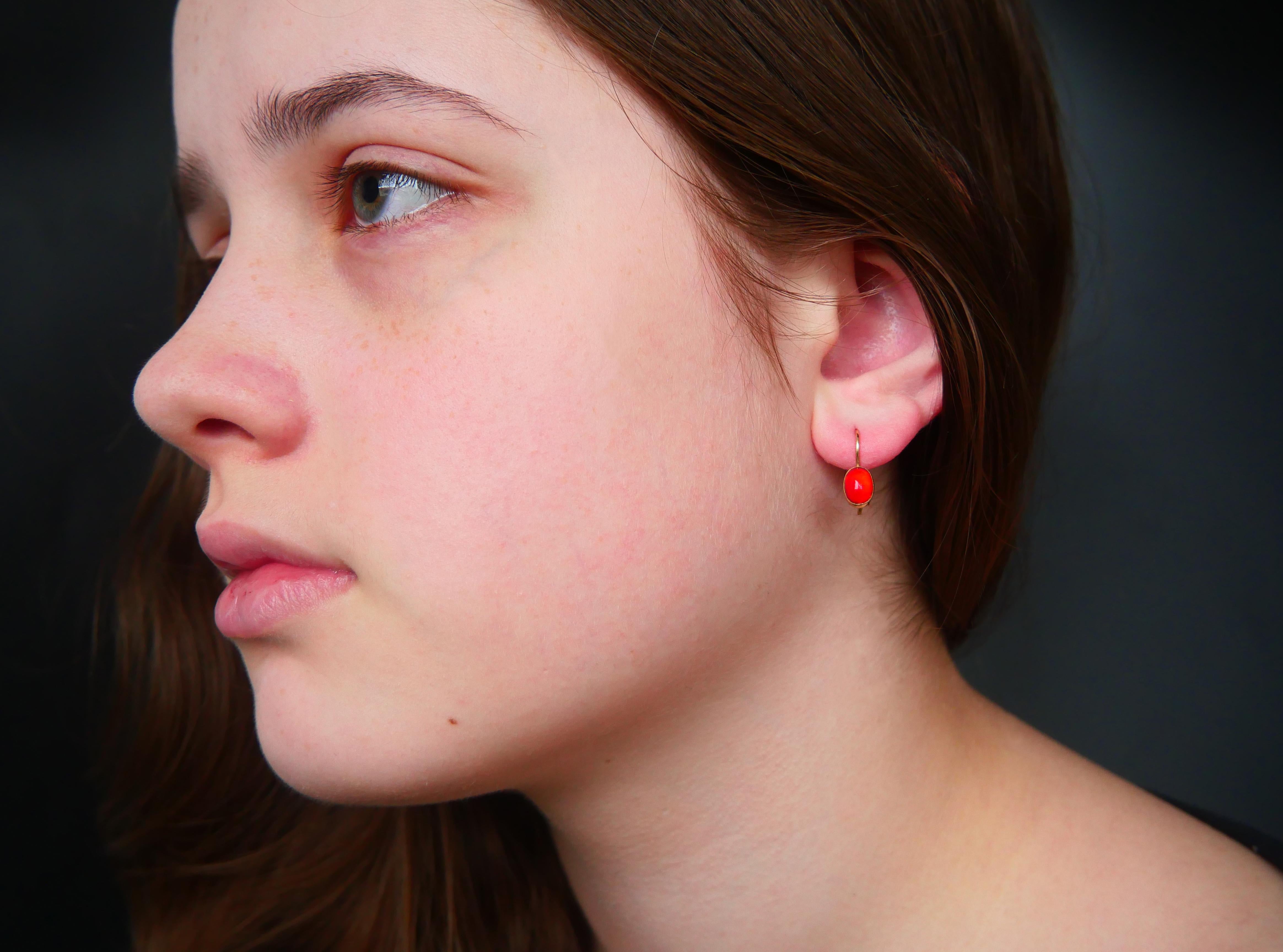 1956 USSR Soviet Baku Earrings solid 14K 583 Yellow Gold / 1.35 gr For Sale 1