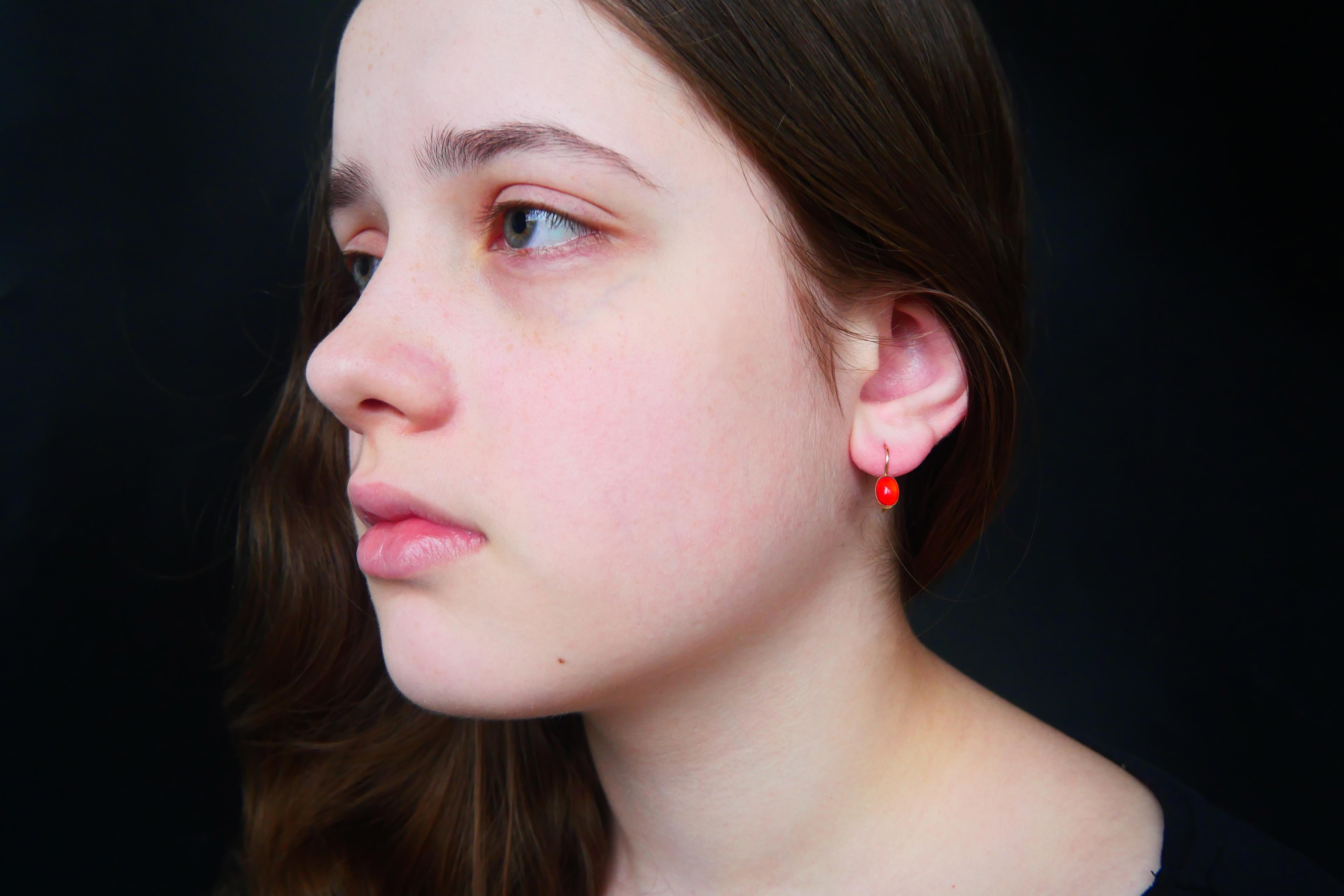 1956 USSR Soviet Baku Earrings solid 14K 583 Yellow Gold / 1.35 gr For Sale 3