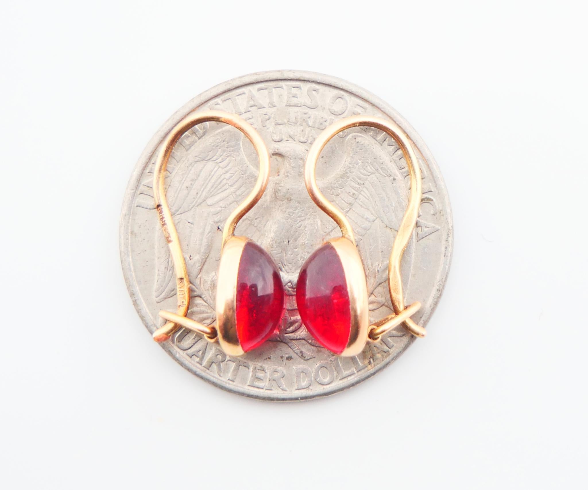 1956 USSR Soviet Baku Earrings solid 14K 583 Yellow Gold / 1.35 gr For Sale 4