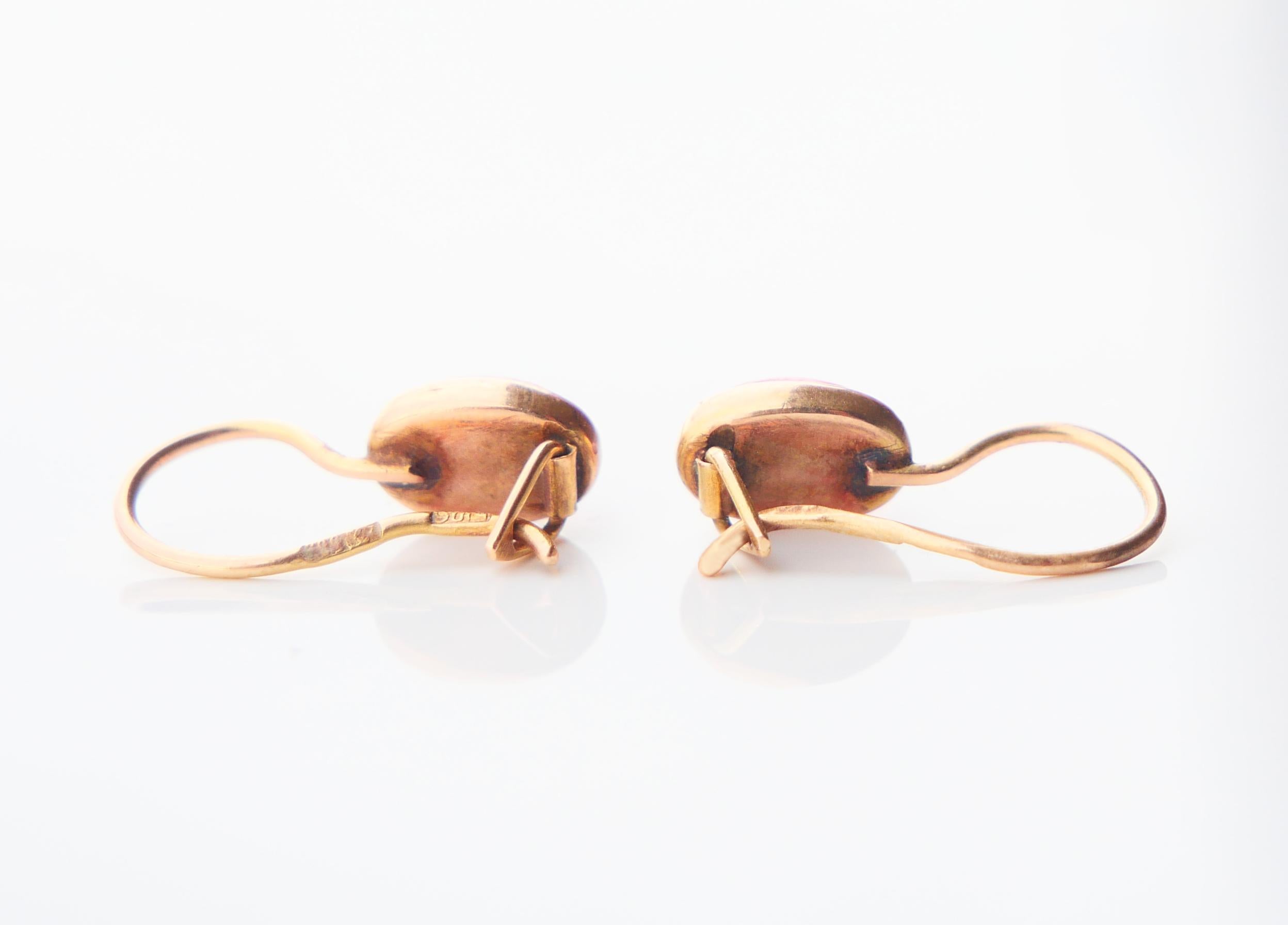 1956 USSR Soviet Baku Earrings solid 14K 583 Yellow Gold / 1.35 gr For Sale 5