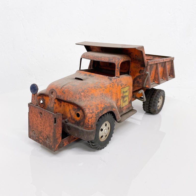 1956 Tonka Orange Toy Dump Truck State HiWay Construction on Big