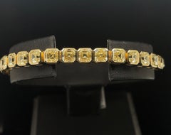 19.56cttw Asscher Cut Fancy Yellow Diamond Bracelet Set in 18KYG