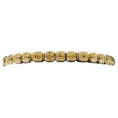 19.56cttw Asscher Cut Fancy Yellow Diamond Bracelet Set in 18KYG