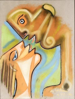 1957 - 1960 Original Signed Jean Cocteau Pastel Drawing No. 12 Le Couple