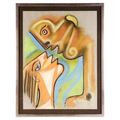 1957 - 1960 Original Signed Jean Cocteau Pastel Drawing No. 12 Le Couple