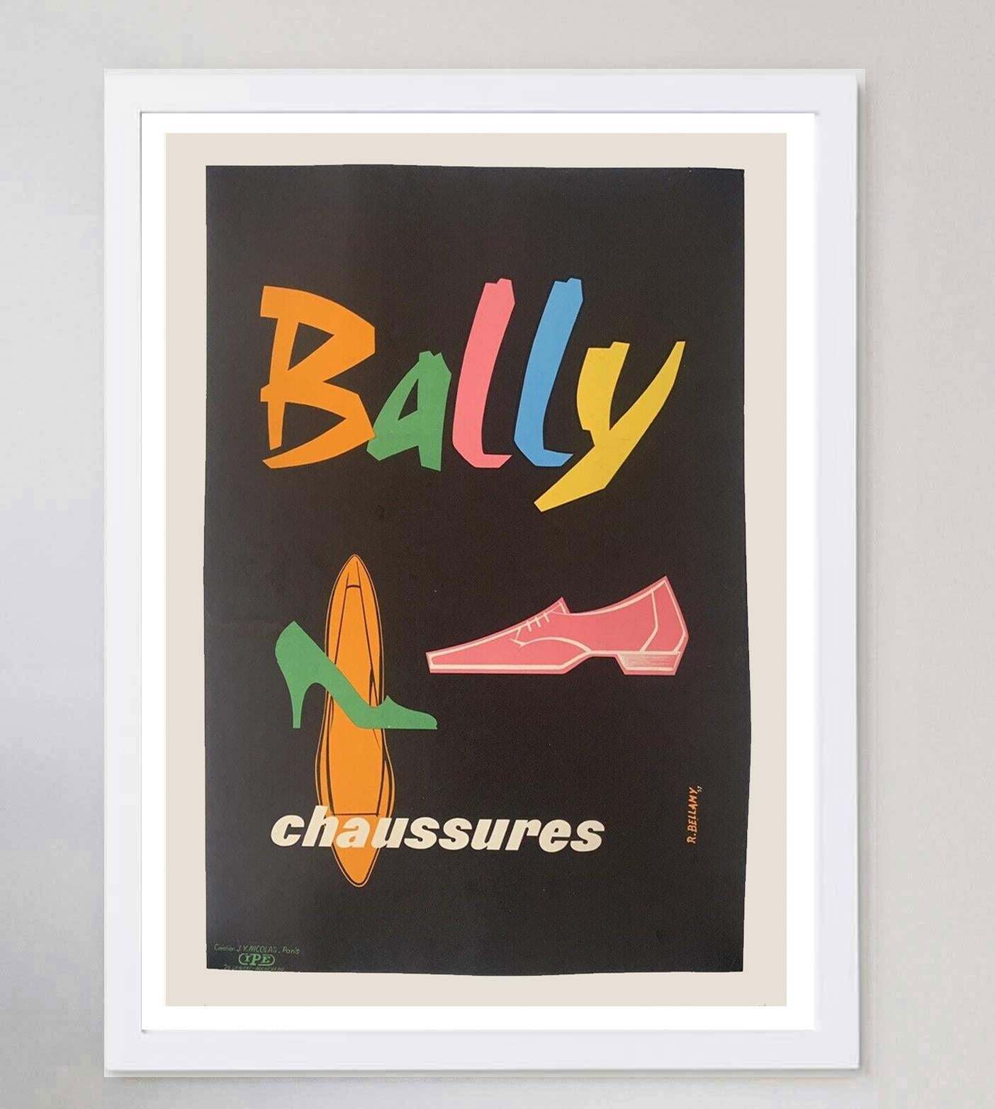 Swiss 1957 Bally - Chaussures Original Vintage Poster For Sale