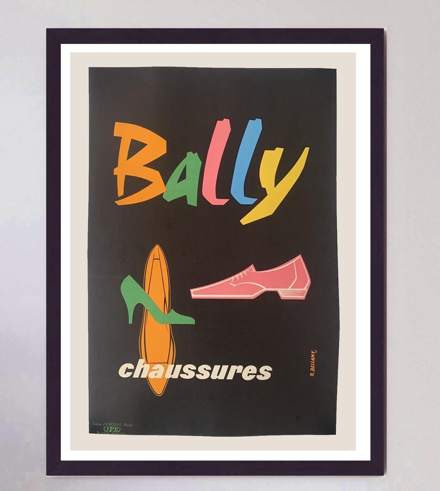 1957 Bally - Chaussures Original Vintage Poster In Good Condition For Sale In Winchester, GB