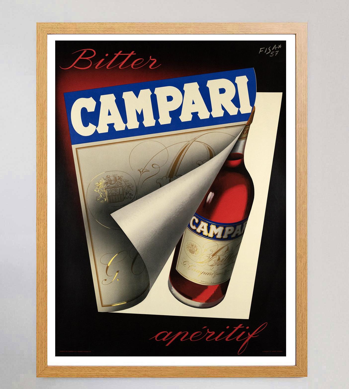 italien Affiche vintage originale Campari, Fisanotti, 1957 en vente