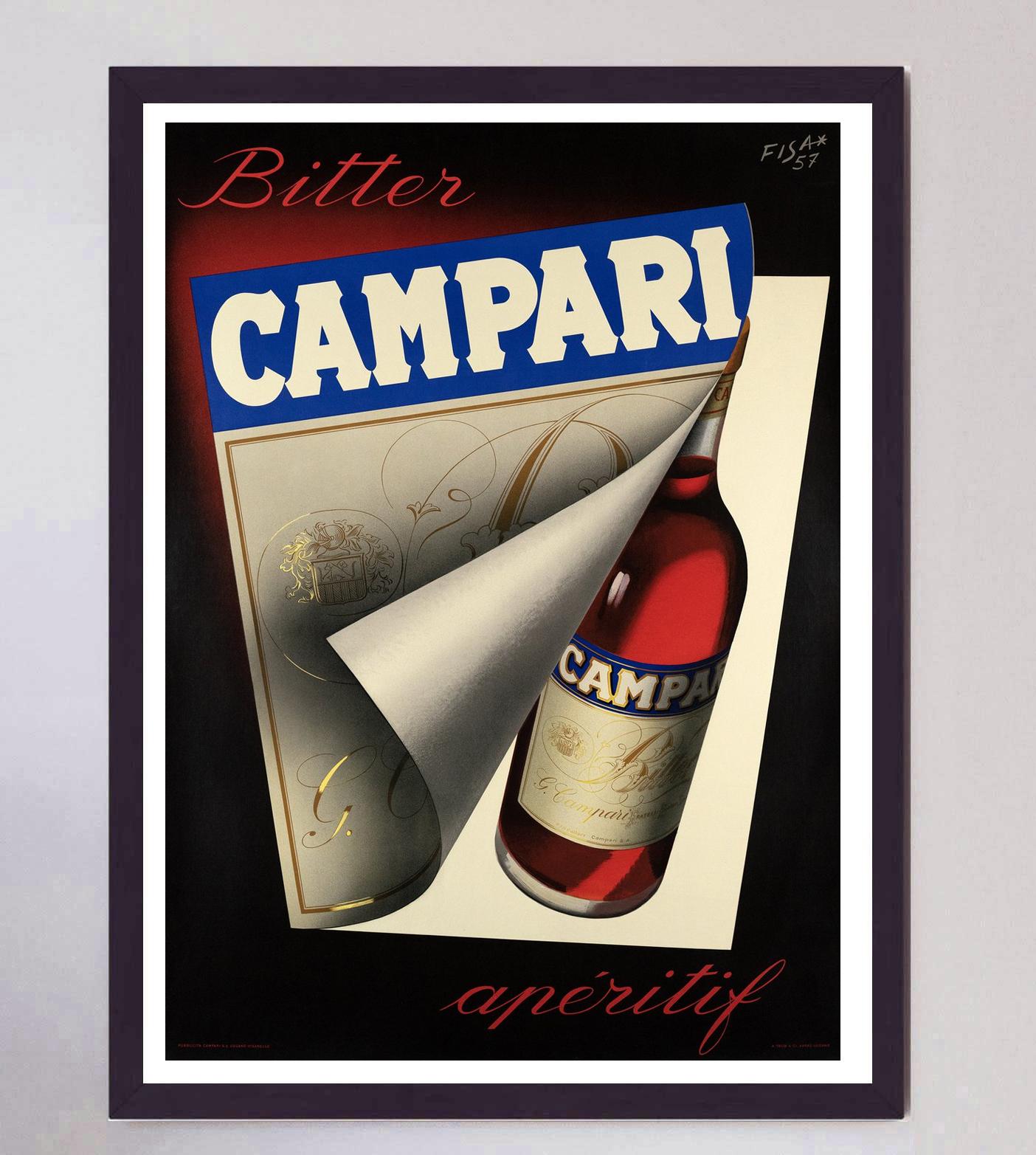 Milieu du XXe siècle Affiche vintage originale Campari, Fisanotti, 1957 en vente