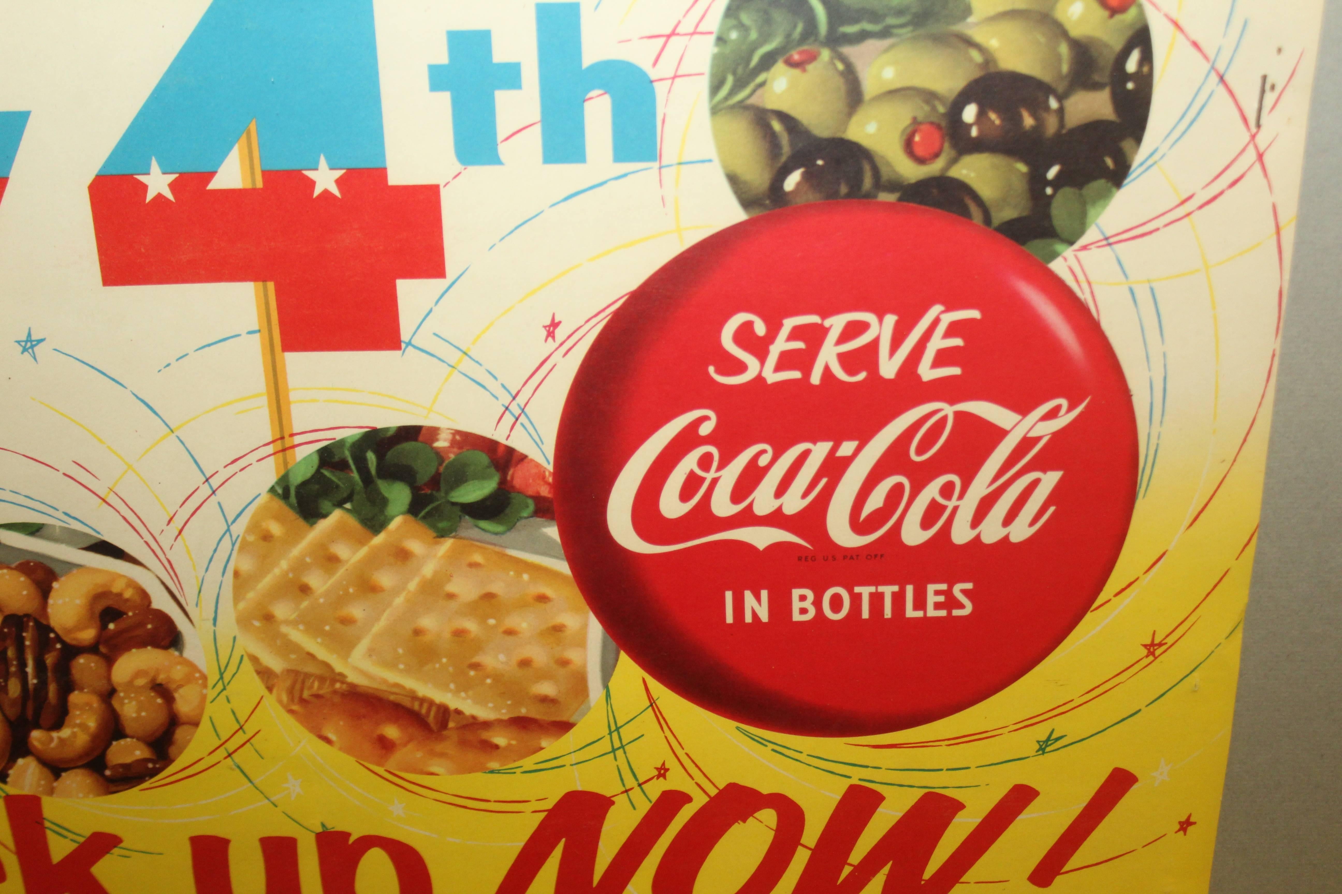 Mid-Century Modern 1957 Coca Cola Sun-Brella Days 4th of July Cardboard Advertising Framed For Sale