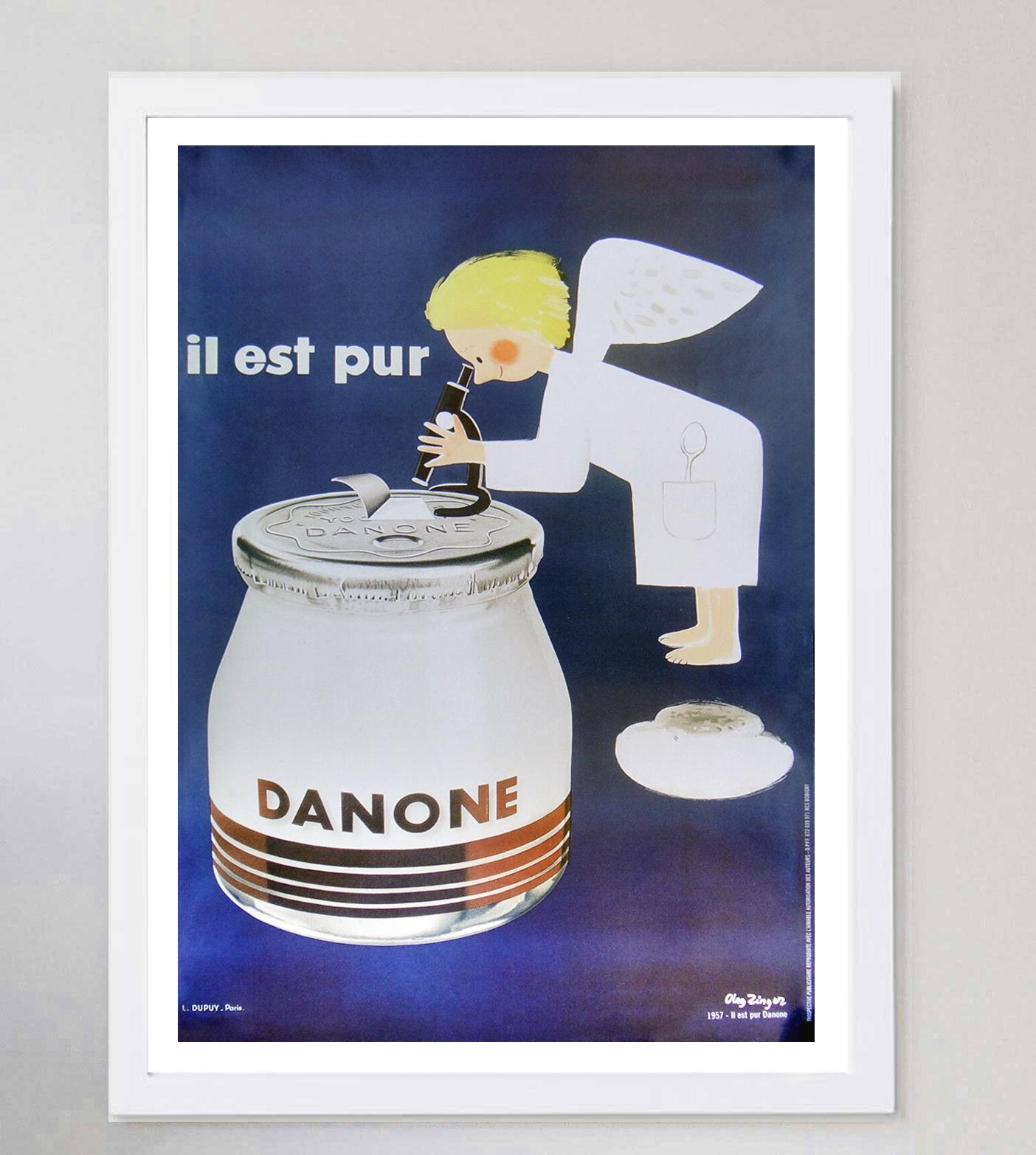 French 1957 Danone - Il Est Pur Original Vintage Poster For Sale