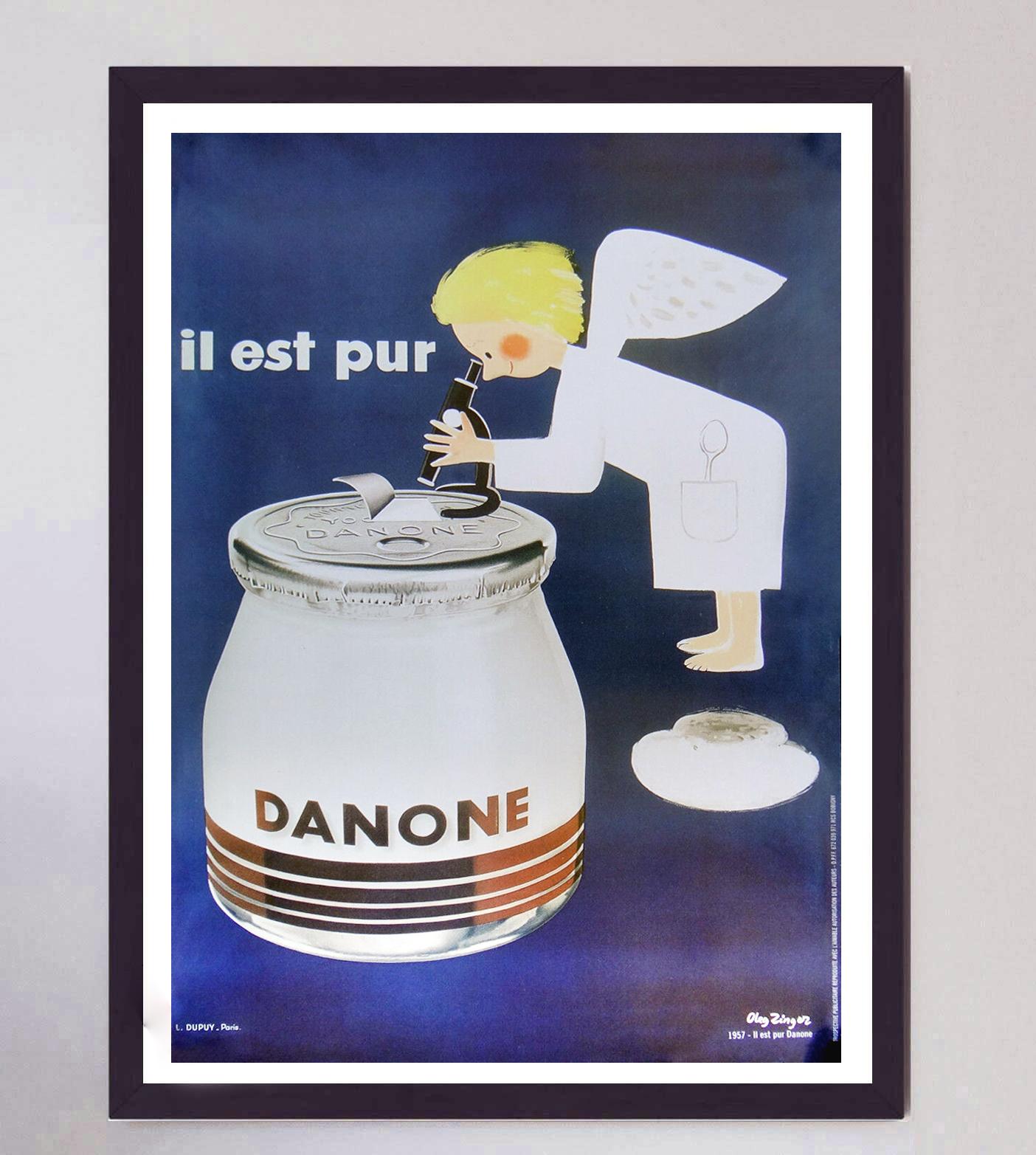 Affiche vintage originale Danone - Il Est Pur, 1957 Bon état - En vente à Winchester, GB