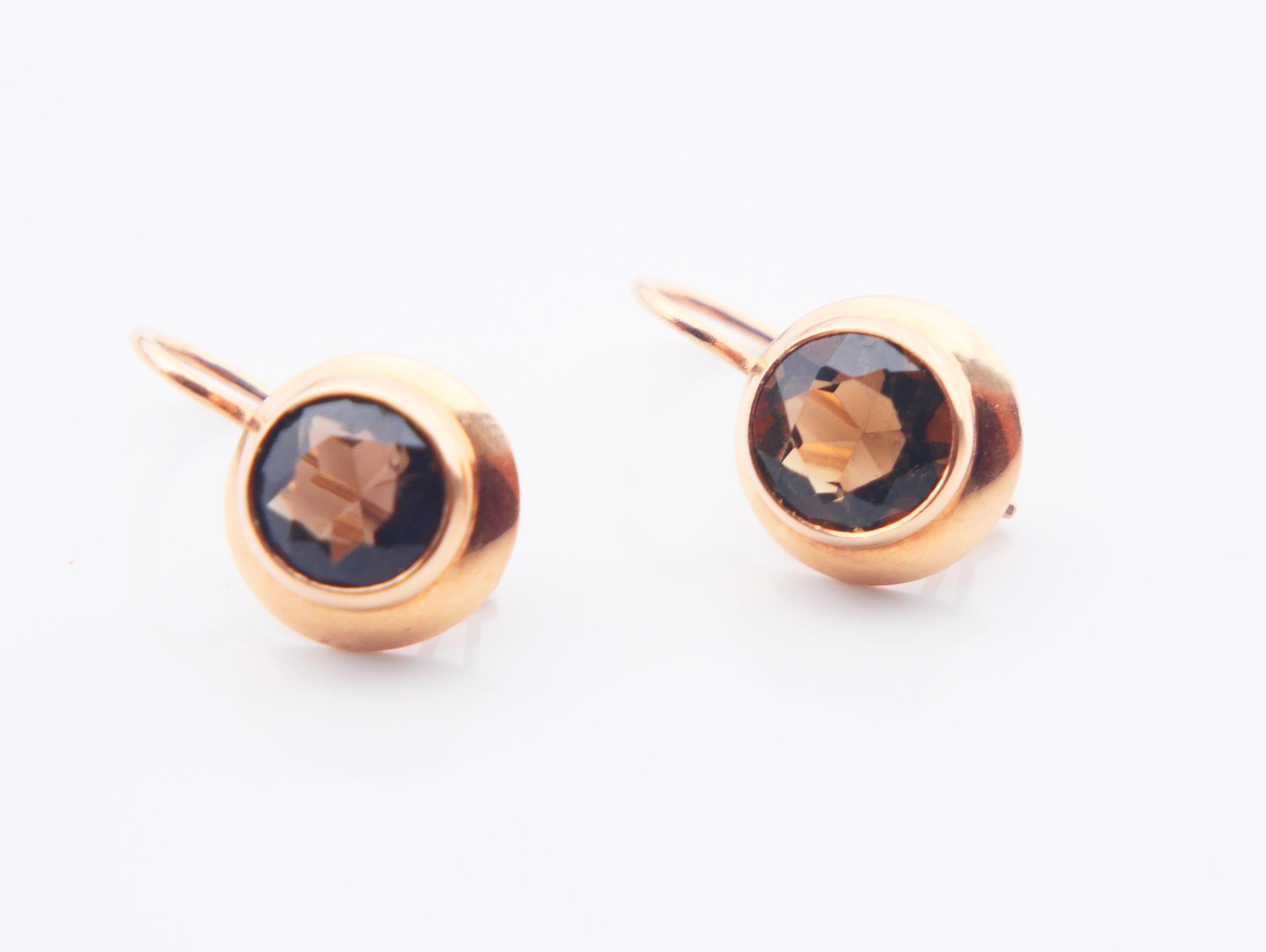1957 Finish Earrings Smoky Quartz solid 14K Gold / 1.52gr For Sale 3