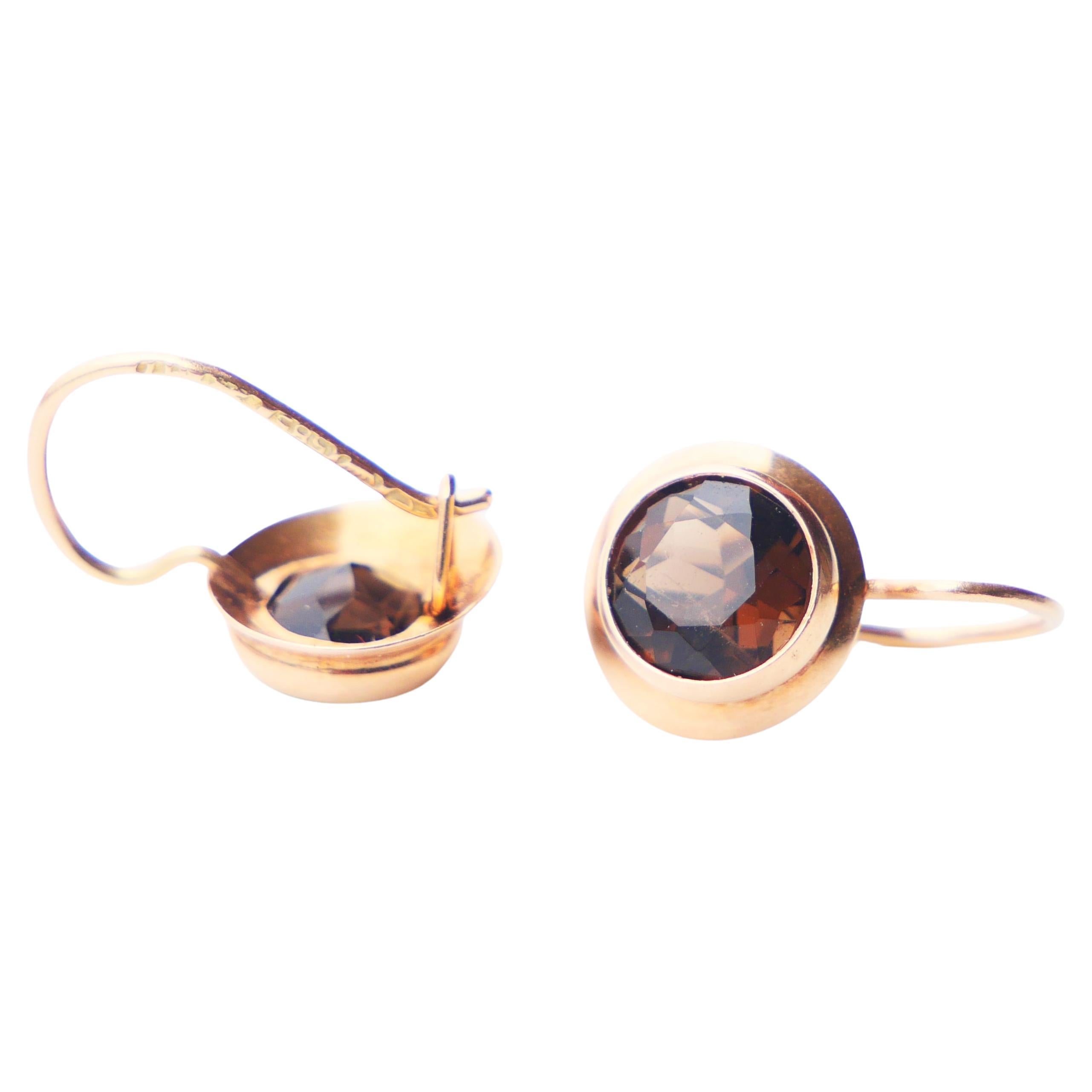 1957 Finish Earrings Smoky Quartz solid 14K Gold / 1.52gr