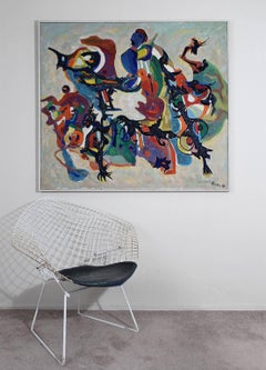 1957 Fred Hocks Oil on Canvas Abstract Painting