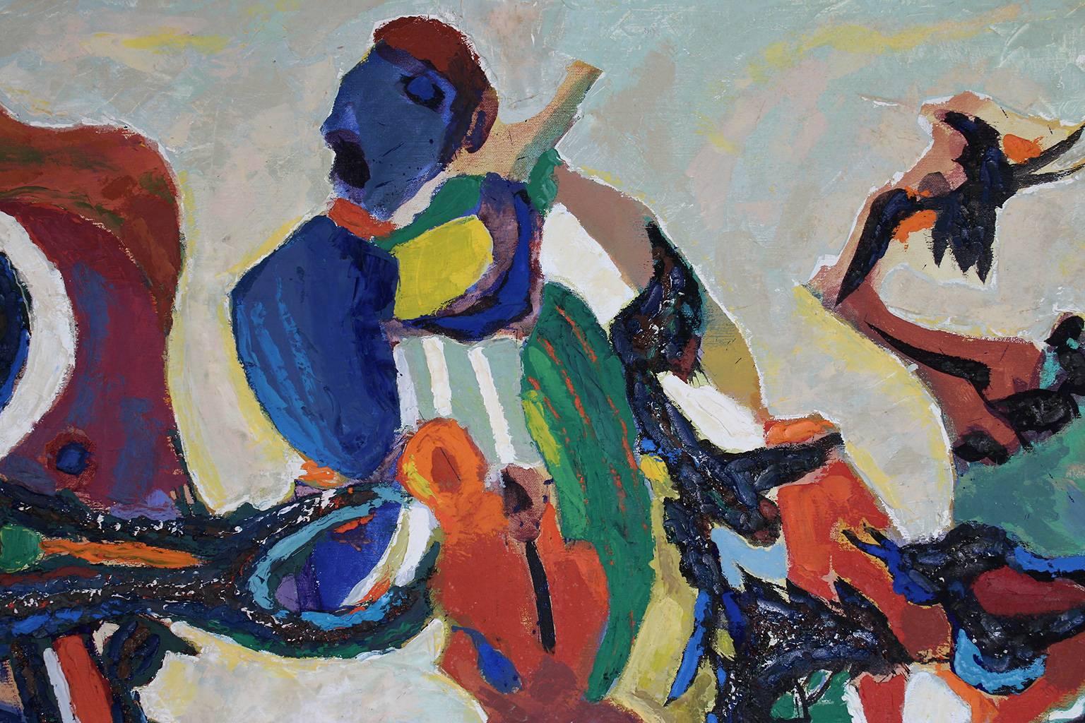 1957 Fred Hocks Huile sur toile Peinture abstraite en vente 1