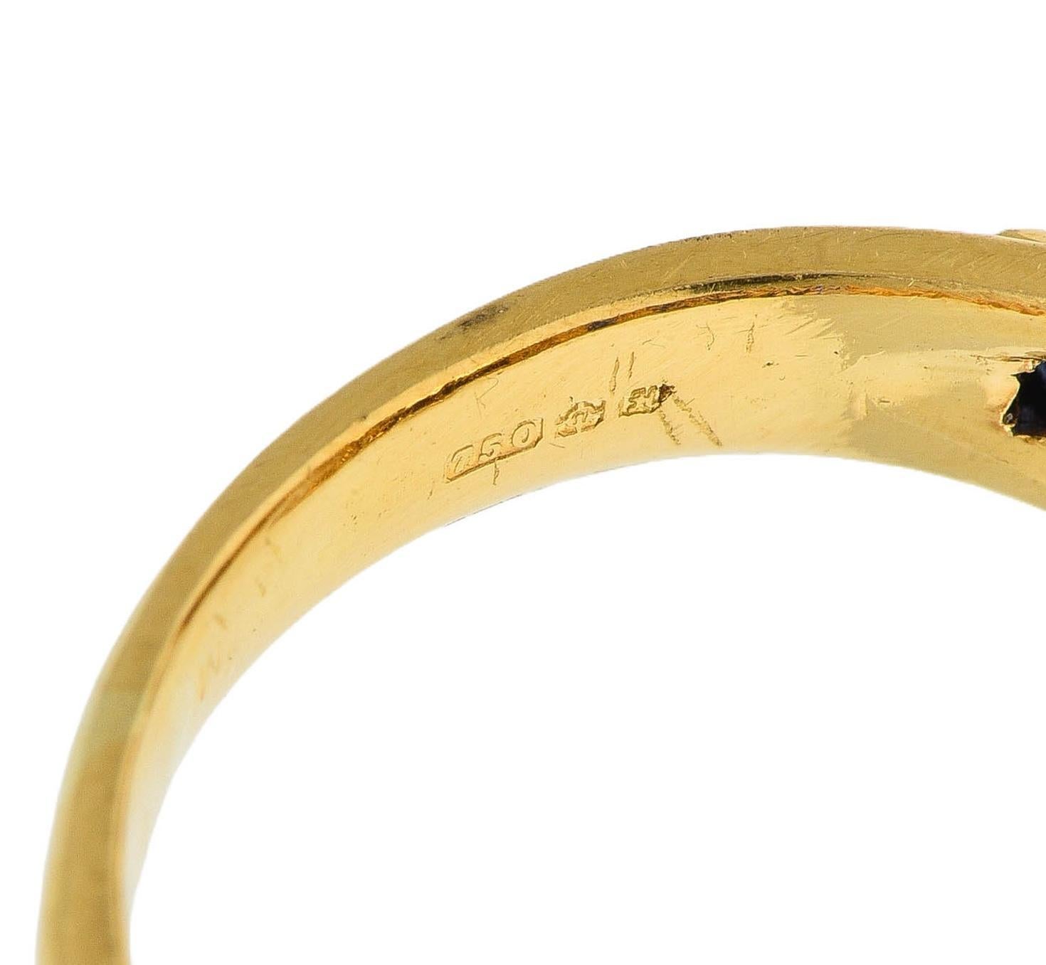 1957 French 2.52 CTW Sapphire Diamond 18 Karat Yellow Gold Vintage Halo Ring 5